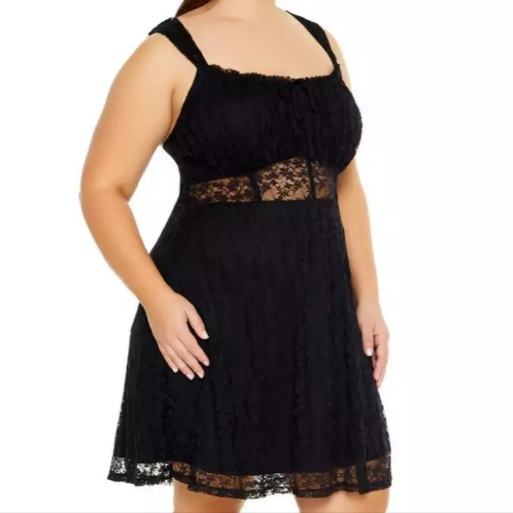 Forever 21 Black Lace Chemise Dress